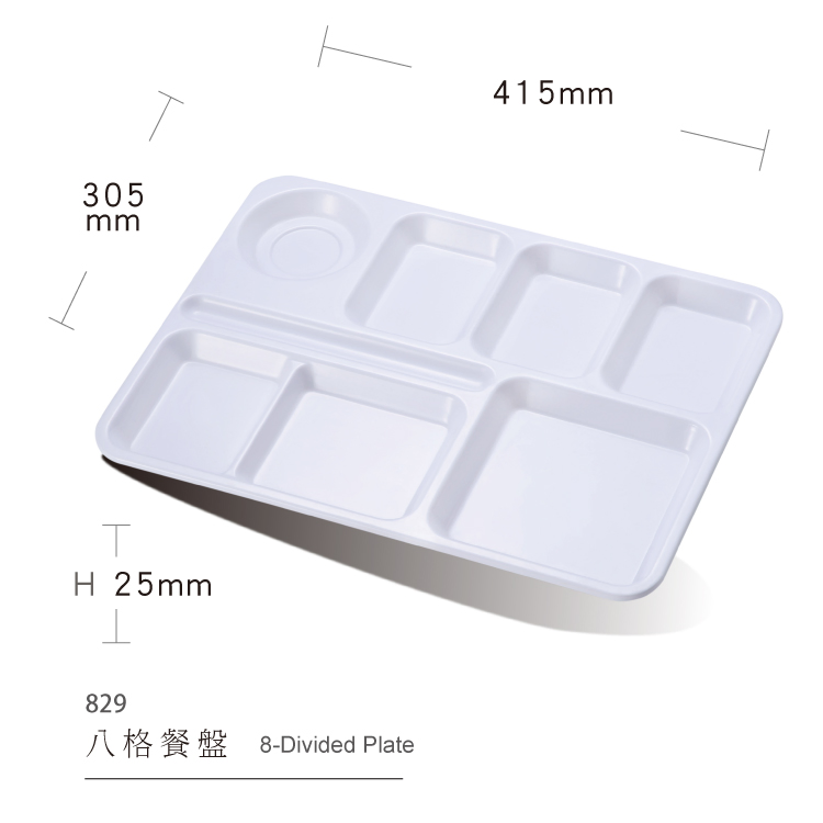 Dinner Plate 8-Divided Plate Melamine Tableware Canteen Plate