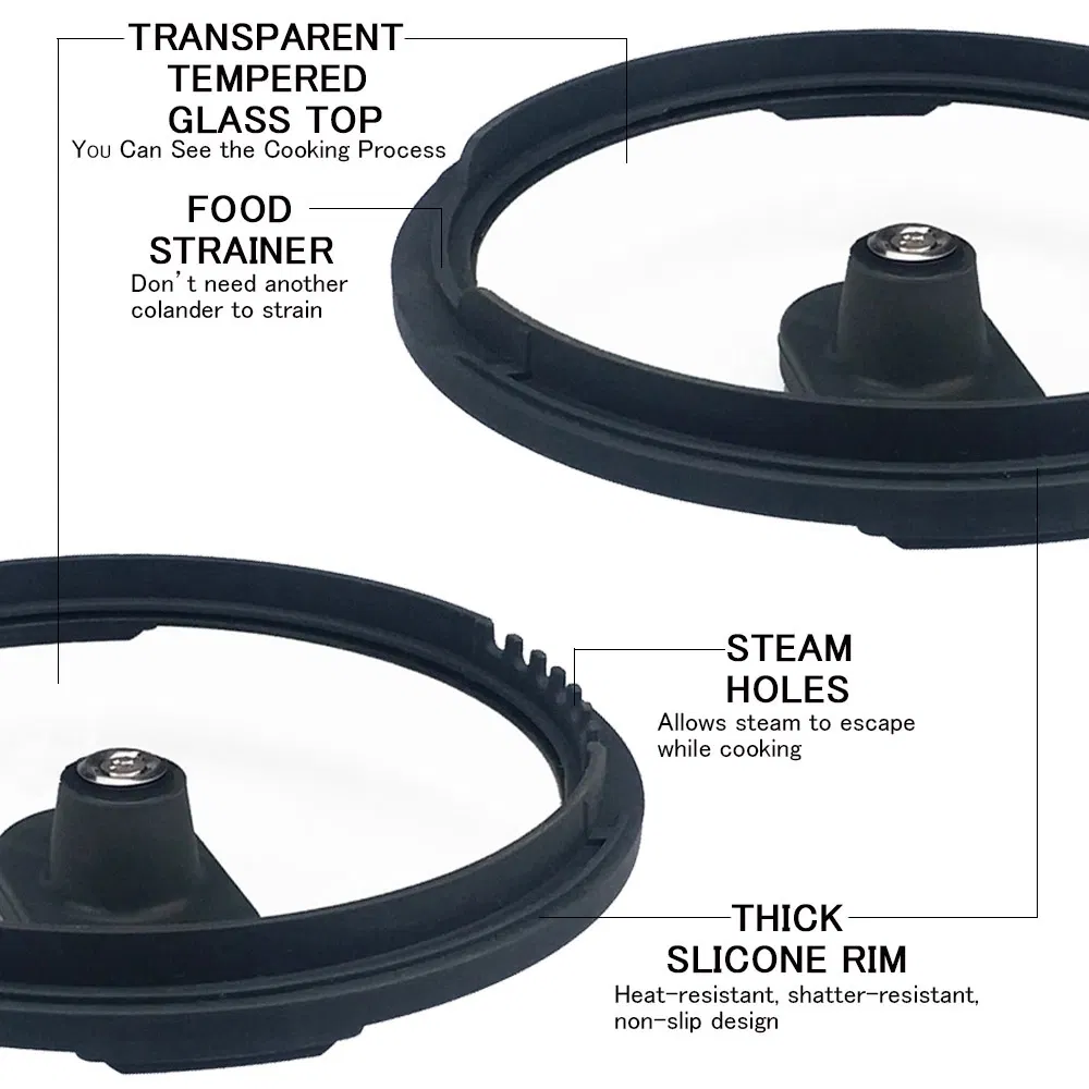 New Arrivals Kitchen Utensils Glass Saucepan Lids with Silicone Edge and Knob for Sale