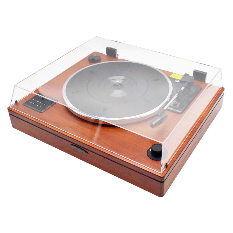 Newest HiFi Turntable Player Gramophone Retro Vinyl Record Player with Three Stereo Speakers and Transparent Dust Cover
