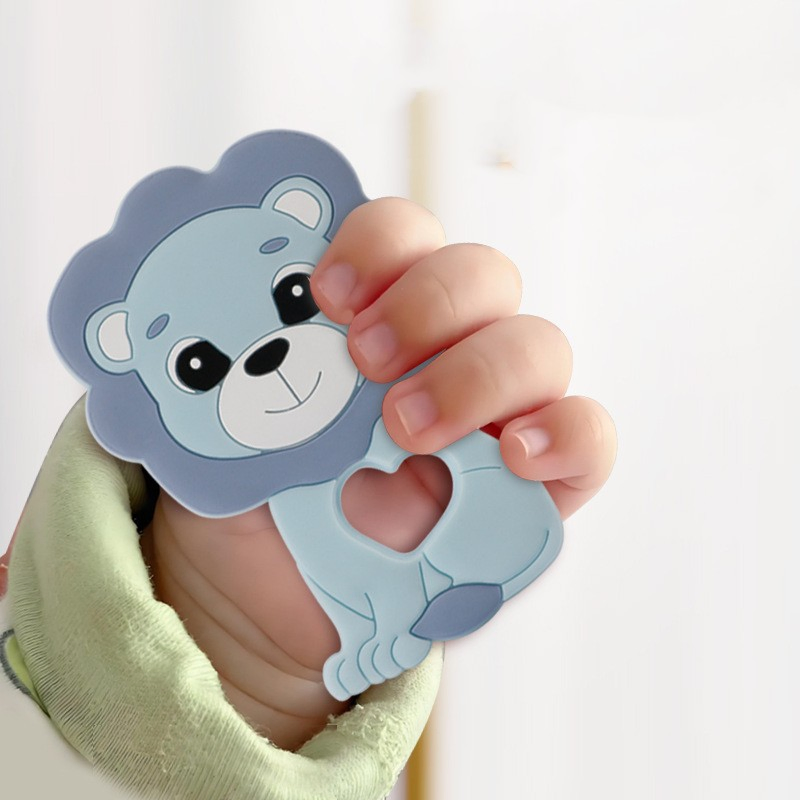 Lion Shape BPA Free Rubber Soothing Animal Teething Toy Baby Silicone Teether