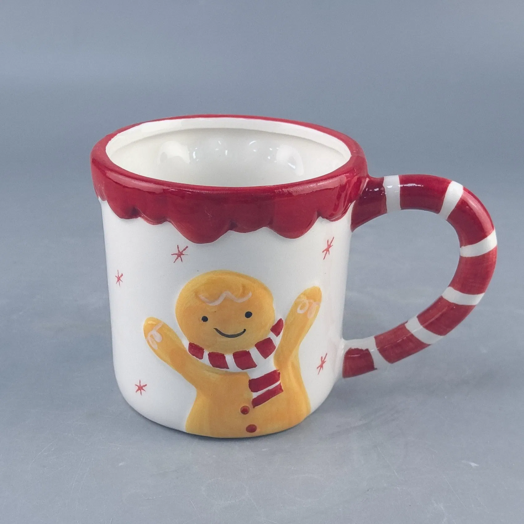 Festive Embossed Christmas Mug with Cute Gingerbread Design