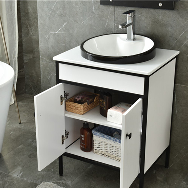 Antique Bathroom Vanity MDF Classical Bathroom Cabinet Mirrored Solid Wood Paint Material Cabinet