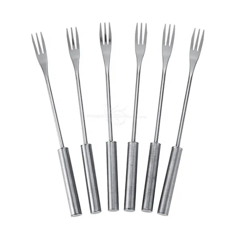 6PCS Stainless Steel Chocolate Fondue Meat Fork Tea Fork