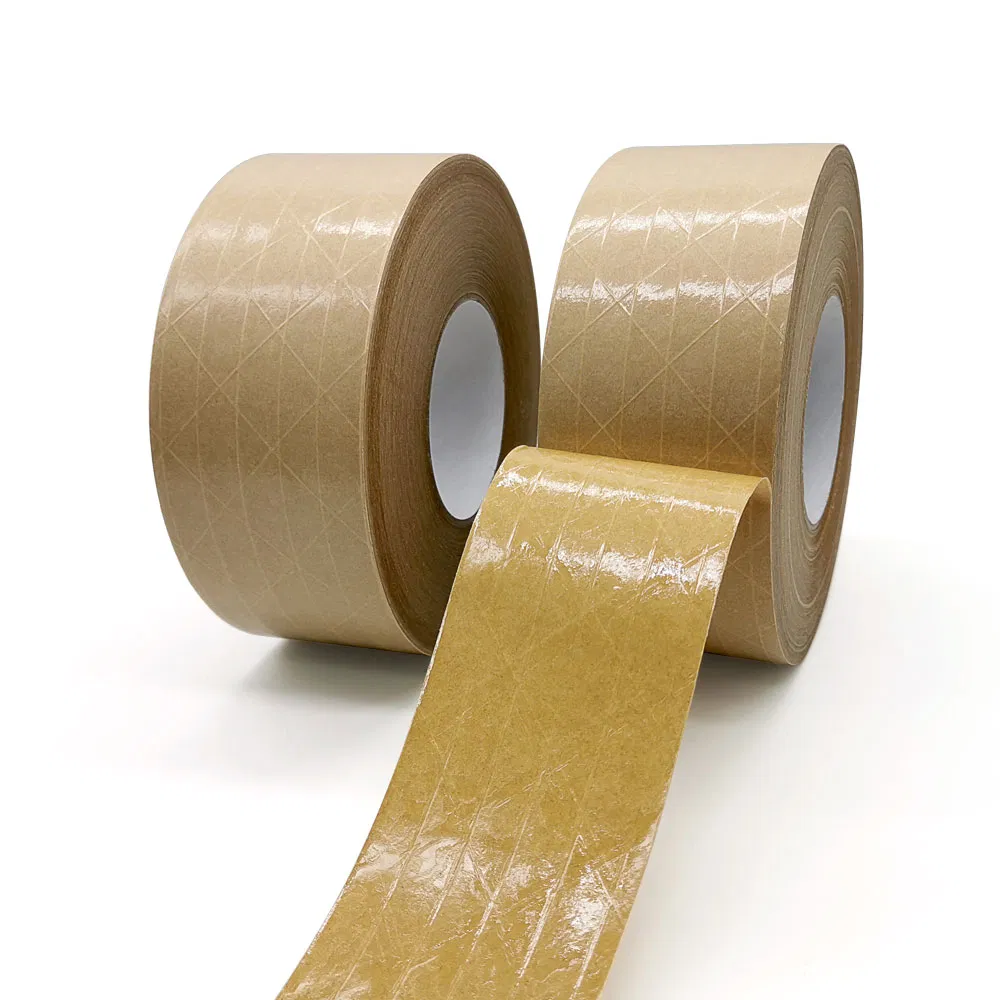 Self Adhesive Fiber Reinforced Crepe Kraft Gum Paper Packing Tape