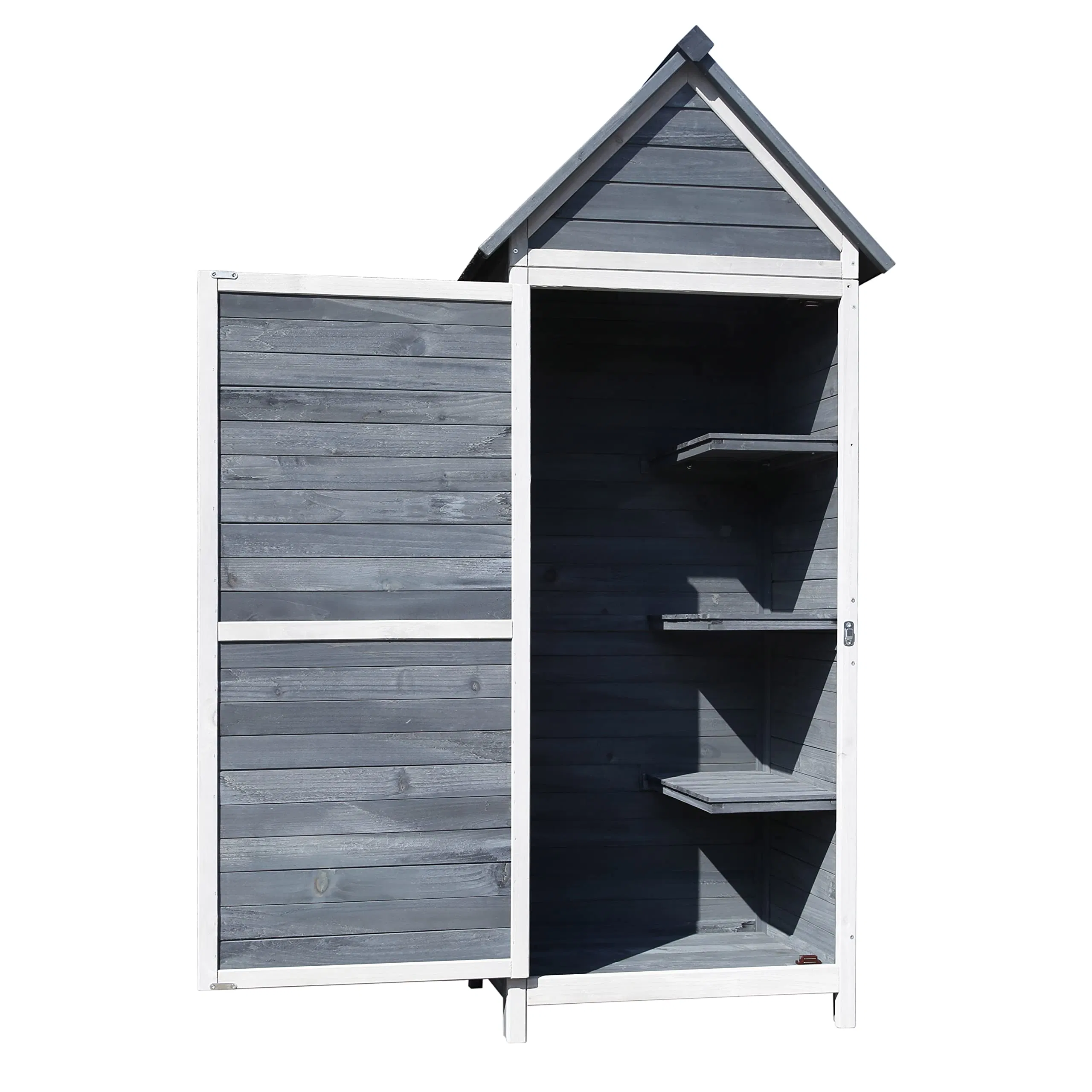 Garden Storage Cabinet in Grey Wood, 77 X 53 X 179 Cm