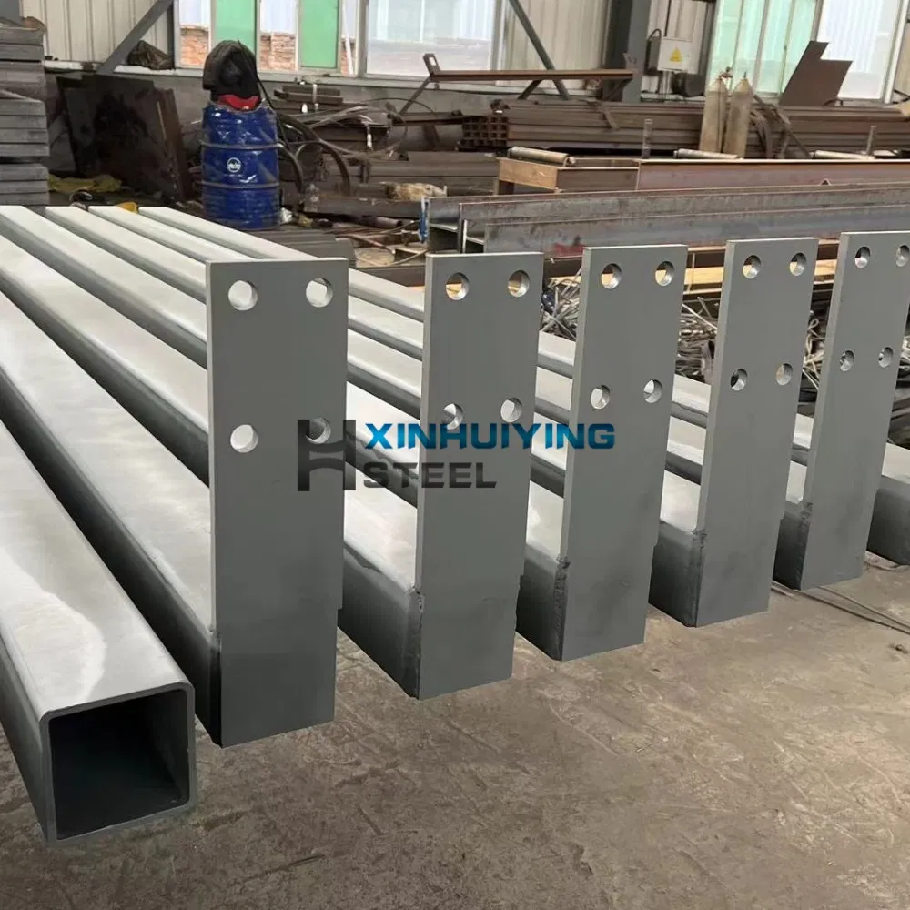 Customized Welded Square Tube Steel Post with Base Plate for Durable Support