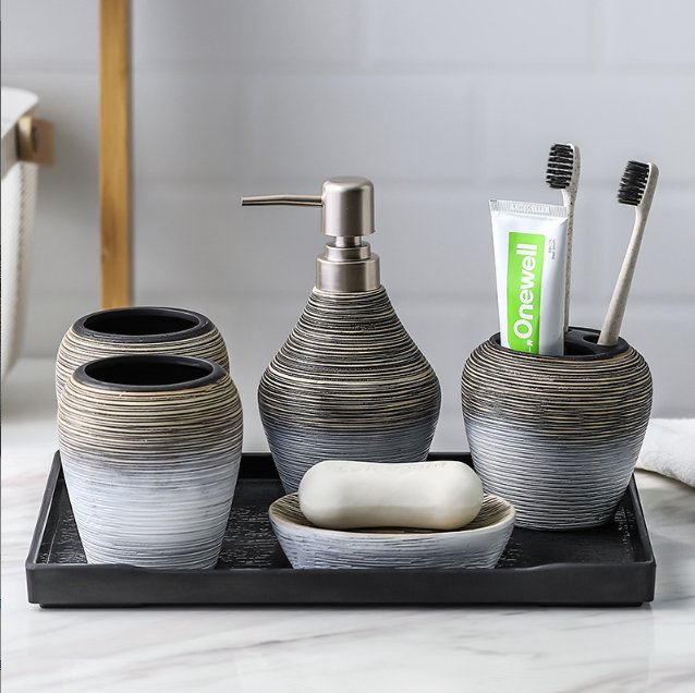 Набор аксессуаров для ванной 6 предметов, керамика