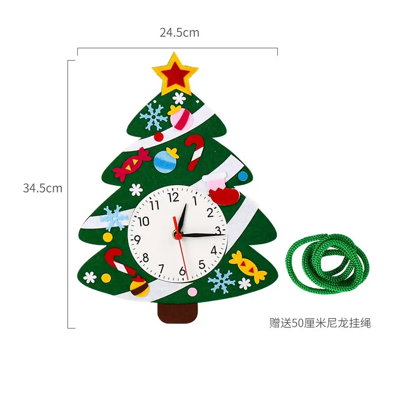 Cute Cartoon Christmas Wall Clock Custom Logo Modern Round White Simple Large MDF Wood DIY Kids Wall Clock Gift