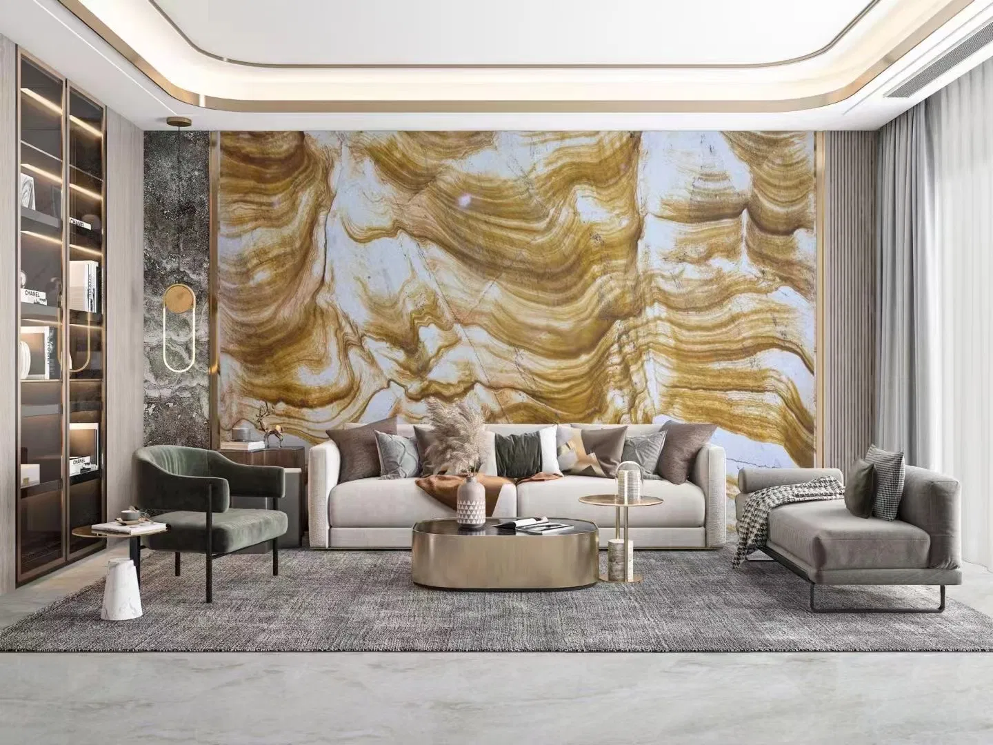 Van Gogh Gold Marble Brazul Stone Home Decoration