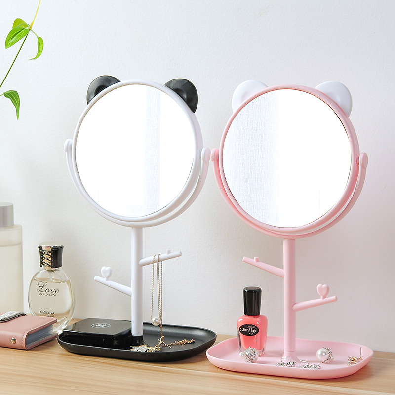 Cartoon Rotating Vanity Mirror Desk Vanity Mirror with Tray