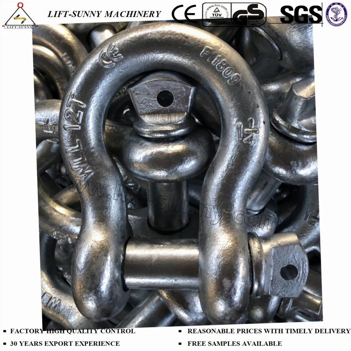 1-1/4" G209 Us Type Drop Forged Screw/Red Pin Anchor Shackles