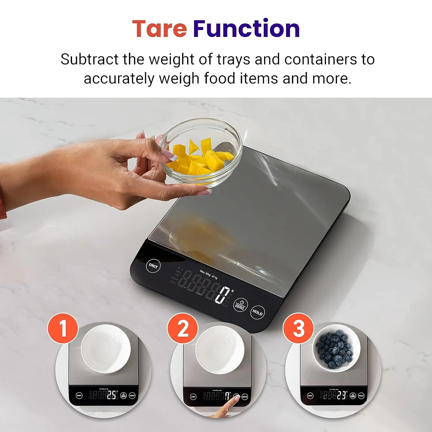 Hot Sale 22lb Digital Scale Weight Grams and Oz Ipx6 Waterproof Type-C Rechargeable Food Kitchen Scale