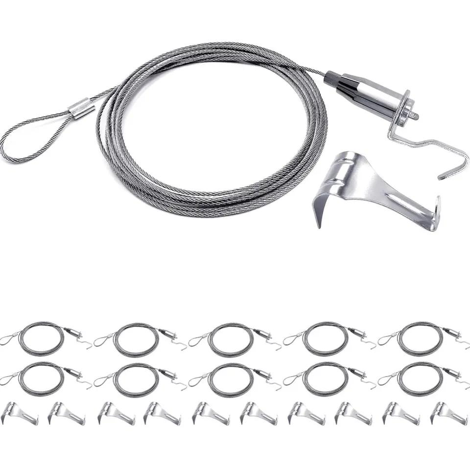 Picture Rail Hanging System, Adjustable Picture Hanging Wire Kit with Hooks