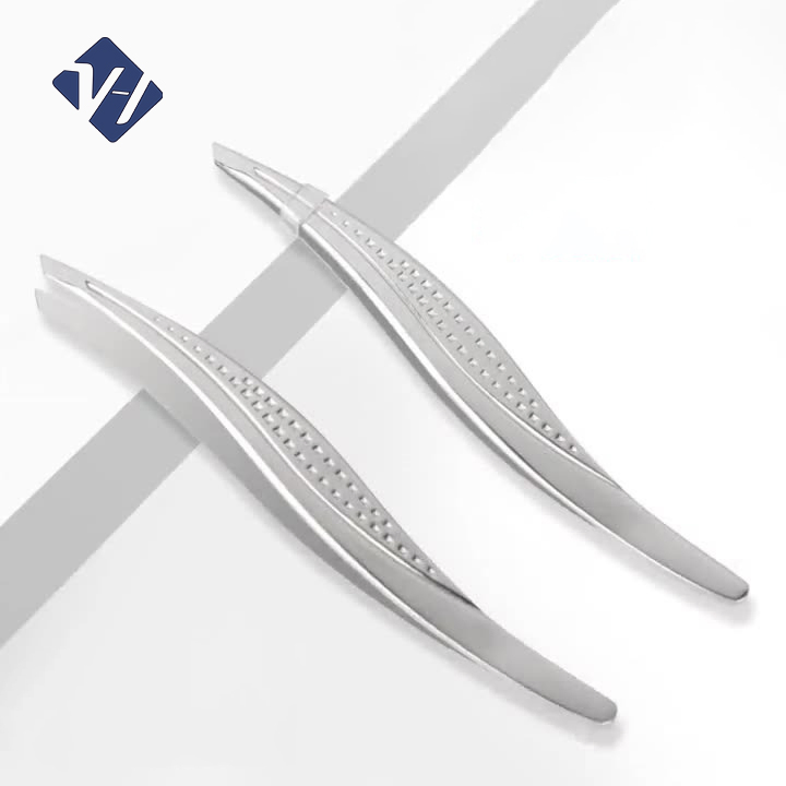 Slanted Wholesale Private Label Eyebrow Tweezers New Style Lightweight Eyebrow Extension Tweezers