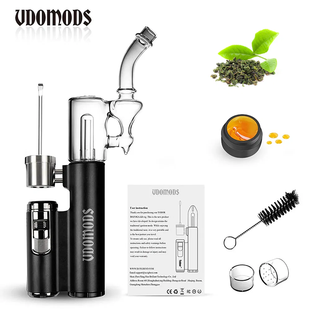 Concentrate Wax Glass Smoke Water Pipe Built-in Lighter for DAB Rig