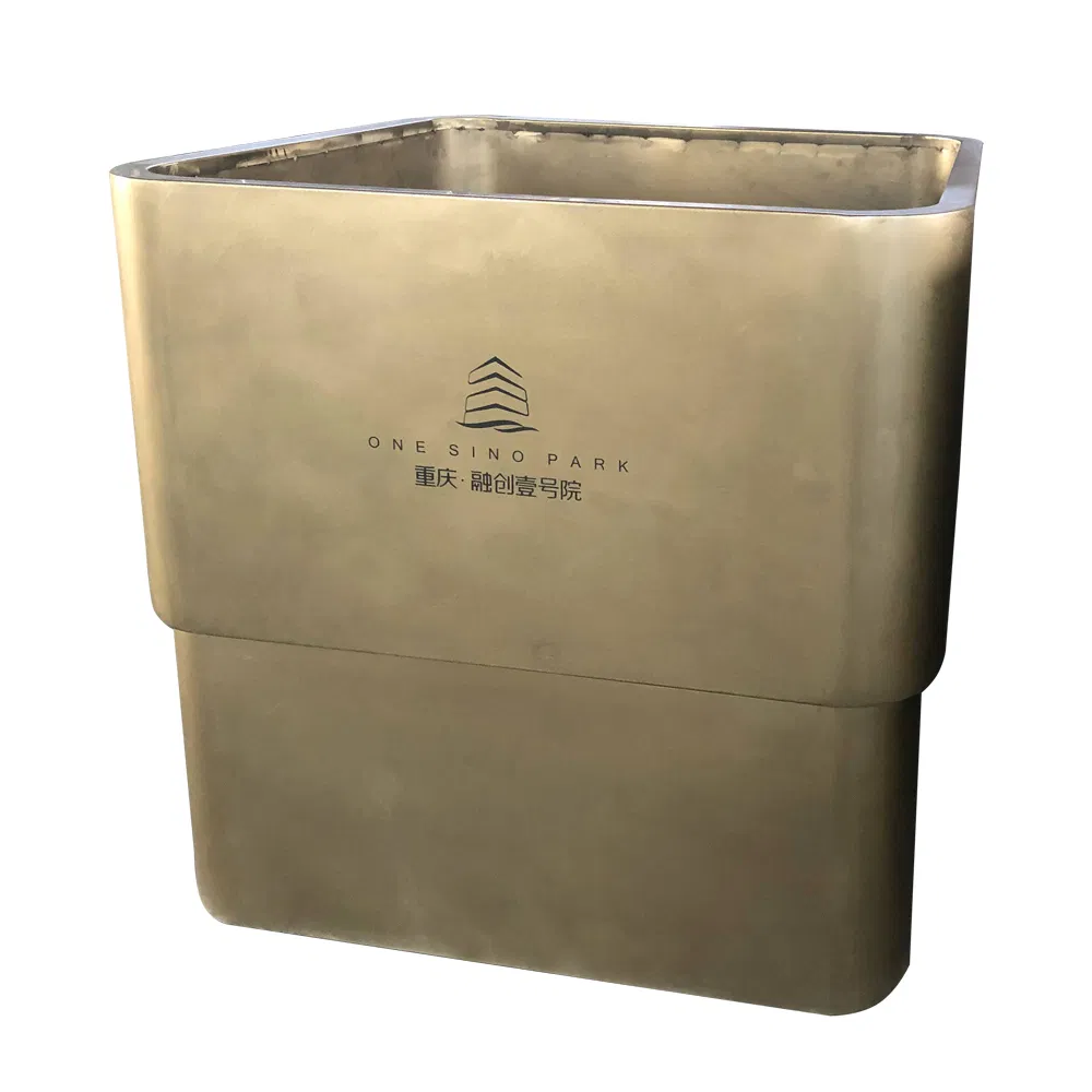 Garden Supplies Delivery Large Gold Color Tree Planting Pots & Planters Custom Size Stainless Metal Plated Planter Box Outdoor