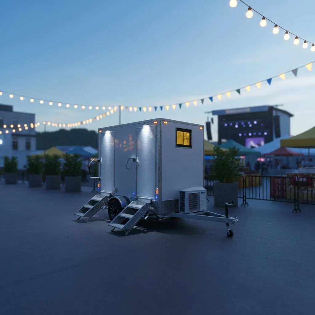 Factory Price Outdoor Trailer Toilet and Shower 2/4/8 Stall Restroom Public Wc Luxury Washroom Bathroom Movable Portable Mobile Toilet Trailer Portable Bathroom