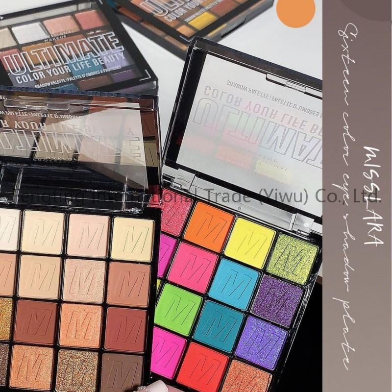 Wholesale 16 Colors Eye Shadow Pallet Plastic Makeup Vegan Organic Glitter Metallic Multichrome Waterproof Eyeshadow Palette