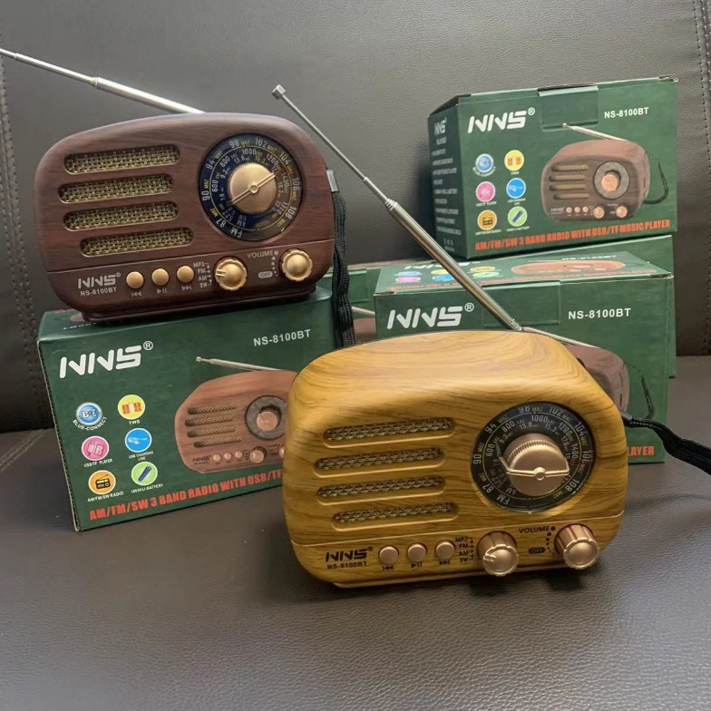 Ретро-радио NS-8100BT с Bluetooth, деревянный корпус