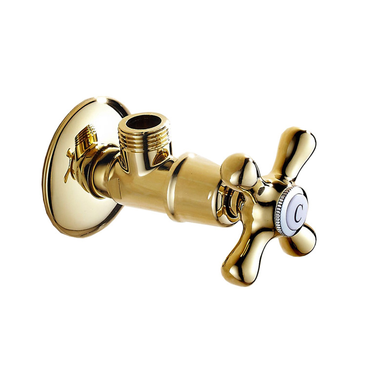 Antique European Style Gold Plated Brass Angle Valve with Cross Handle
