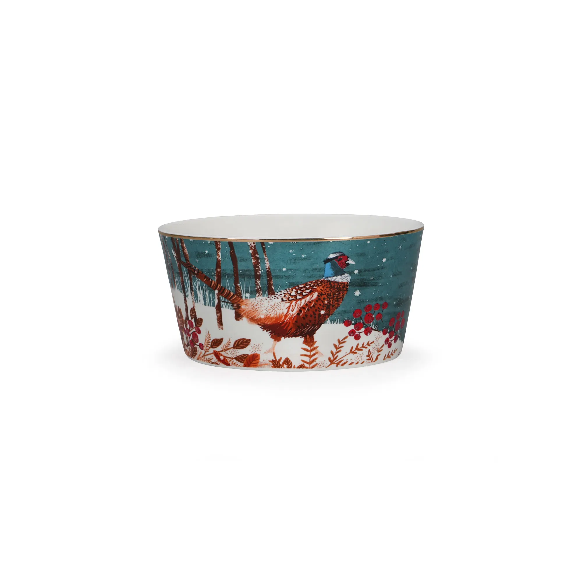 Decorative Christmas Ceramic Cereal Bowl Set Porcelain Bowls with Luxurious Gold Rim
