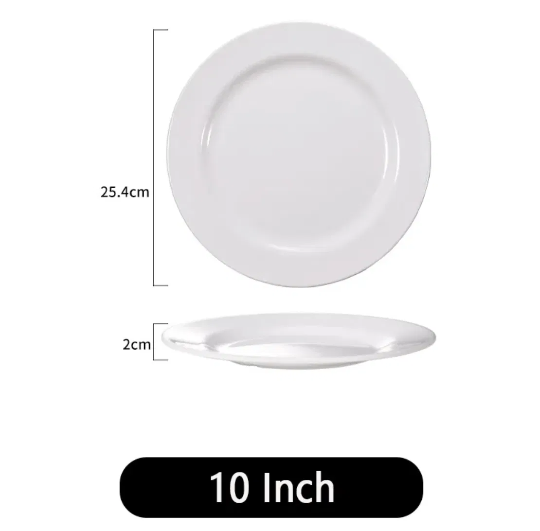 High Quality Custom Round White Melamine Dinner Plates for Restaurants