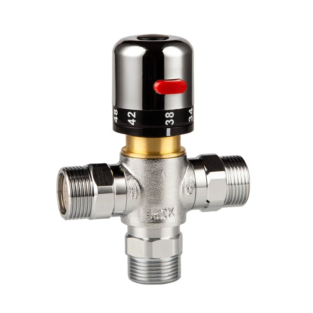 3 Way DN20 Mixing Valve Manifold Male Thread Brass Thermostatic for Solar Water Heater