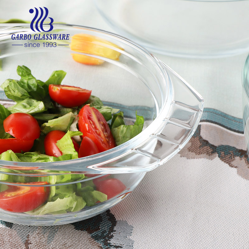 Oval Shape 1000ml 1500ml 2500ml High Borosilicate Bowl Set Glass Dish Glass Bowl Set of 3PCS with Lid Salad Bowl Soup Bowl Glass Baking Pan Set