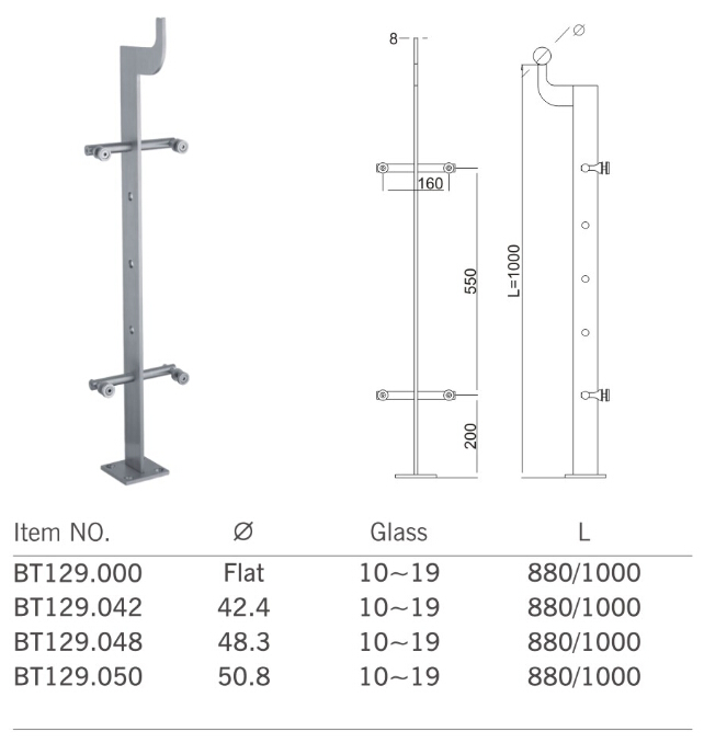 Good Quality Stainless Steel Handrail Balustrade Fitting (BT119)