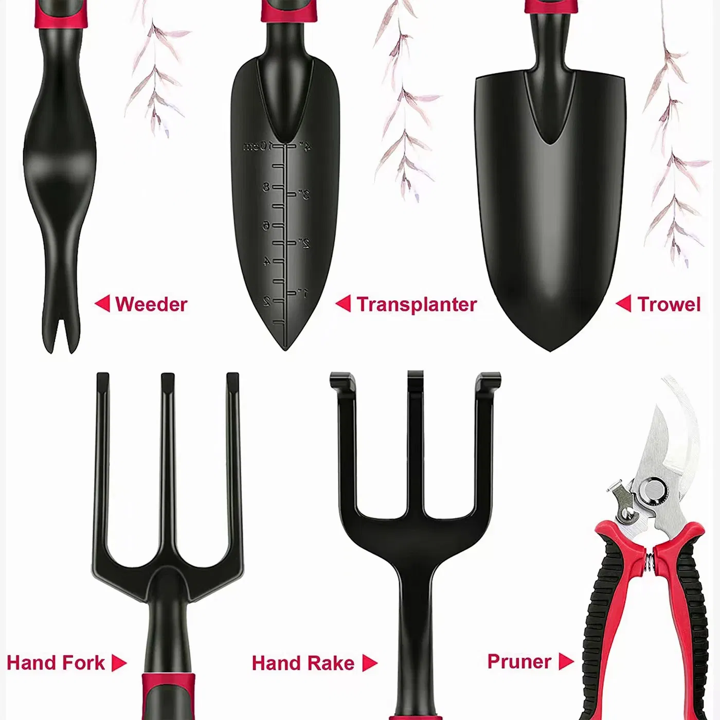 11-Piece Powder Coated Aluminum Garden Tool Set with Shovel & Shears