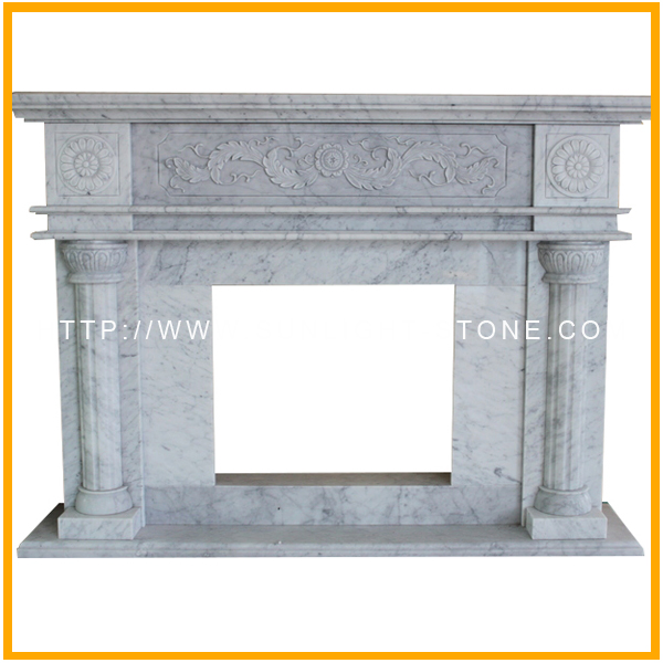 Italy Bianco Carrara White Marble Fireplace for Your Home