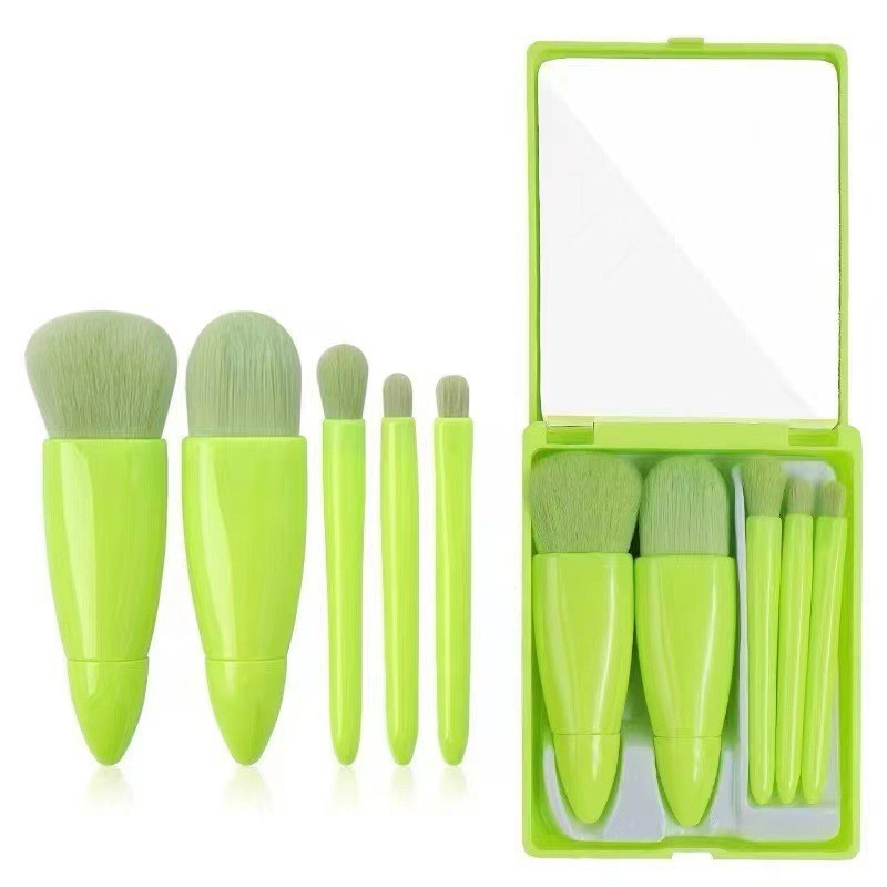 2025 Portable Mini Makeup Brush Set with Mirror Compact Design for Travel Makeup Brushes