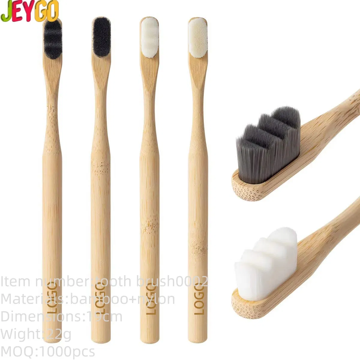 Customized Wholesale Charcoa Soft Nano-Bristles Bamboo Toothbrush