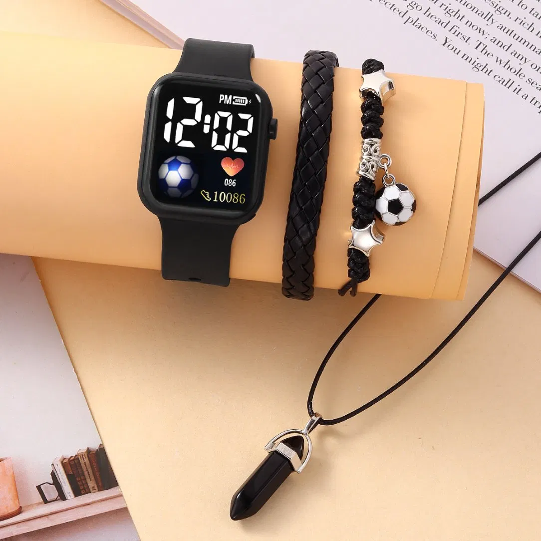 Black Gift Watch Set Football Youth Sports Gifts