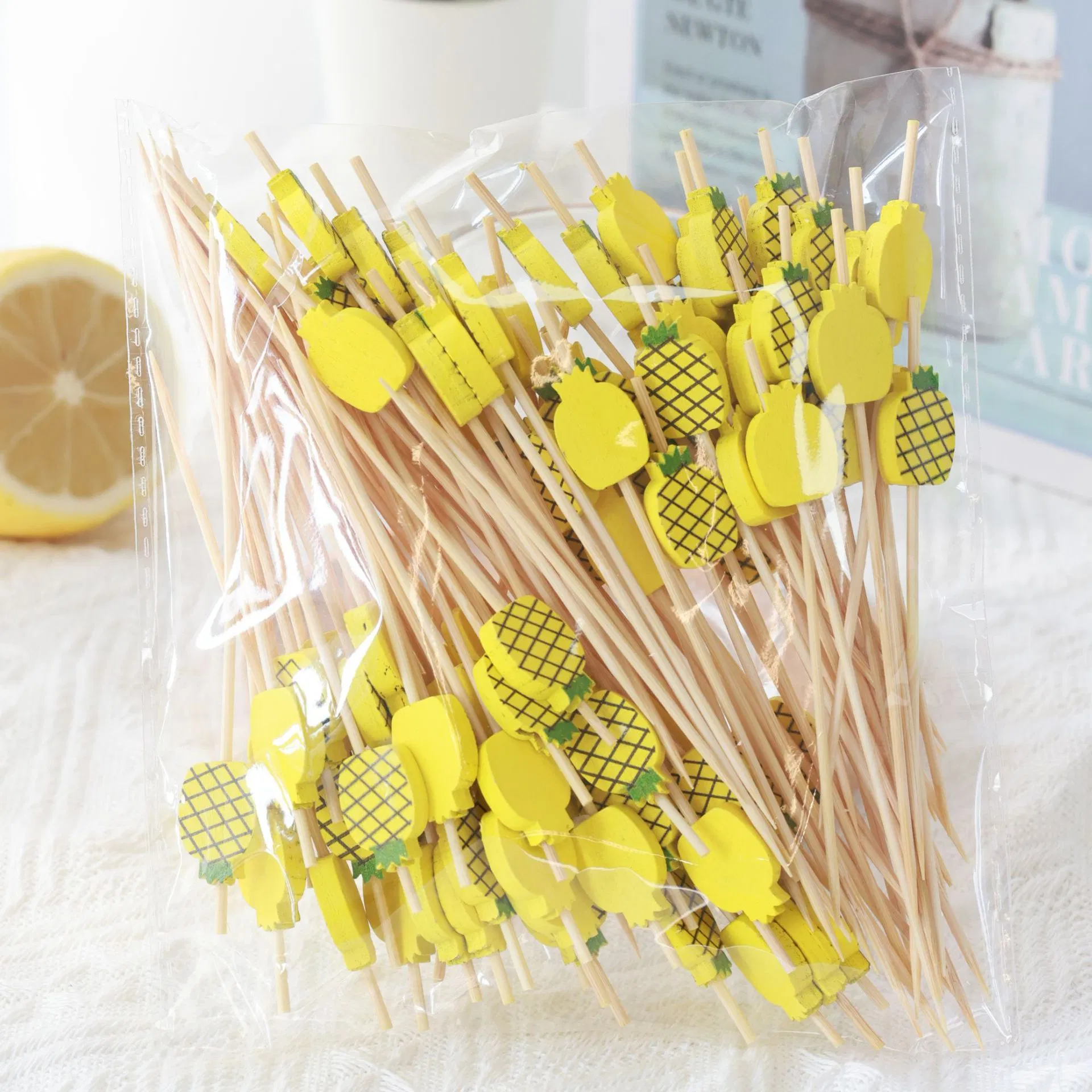 Wholesale 100PCS/Bag 12cm Bamboo Sticks Colorful Ball Fruit Cake Snack Bamboo Sticks for BBQ Tools