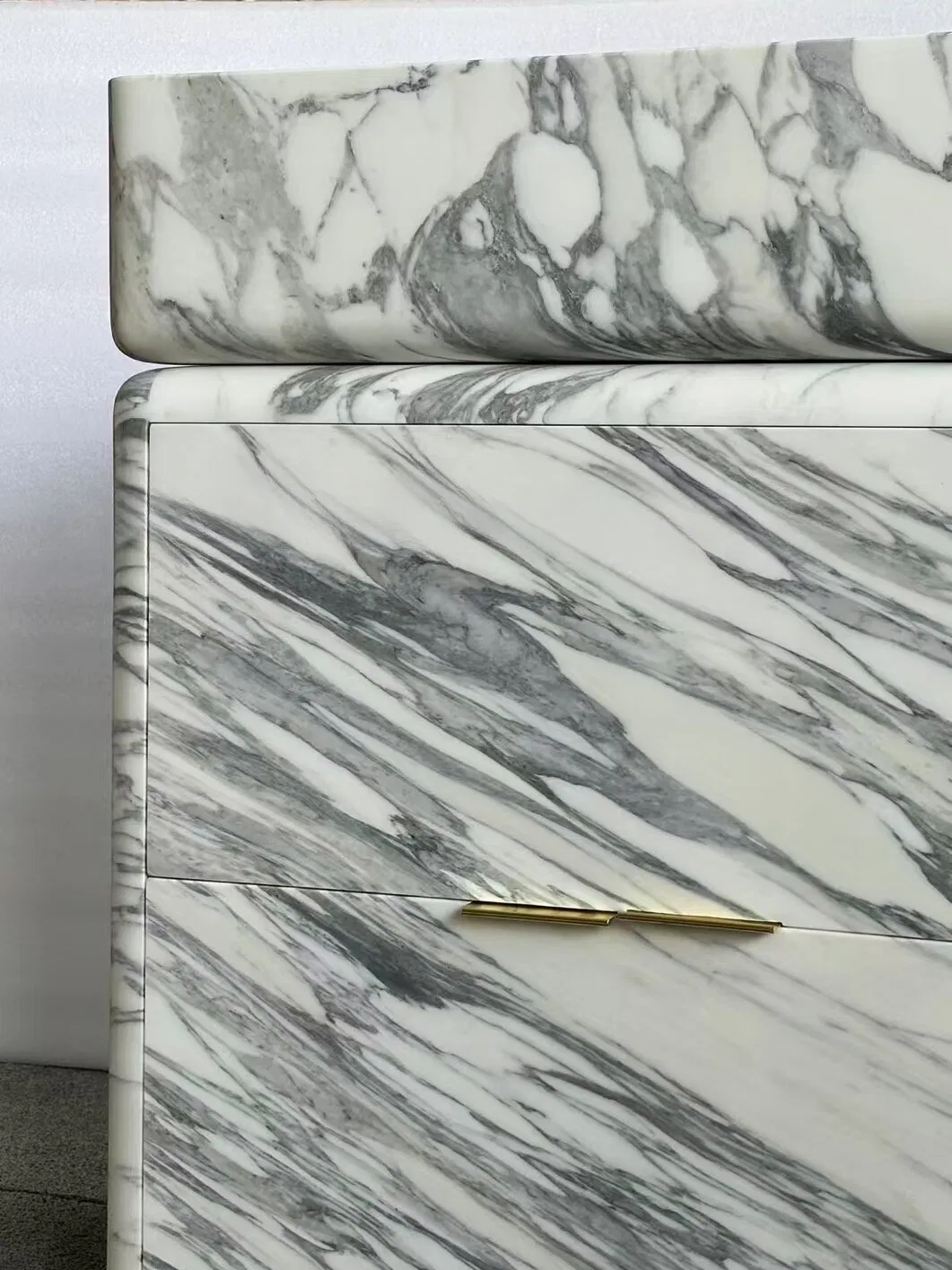 Natural Customized polished white Arabescato Marble Bathroom Storage Cabinet for interior Hotel/Apartment/Villa/Resort/House bathroom/kitchen
