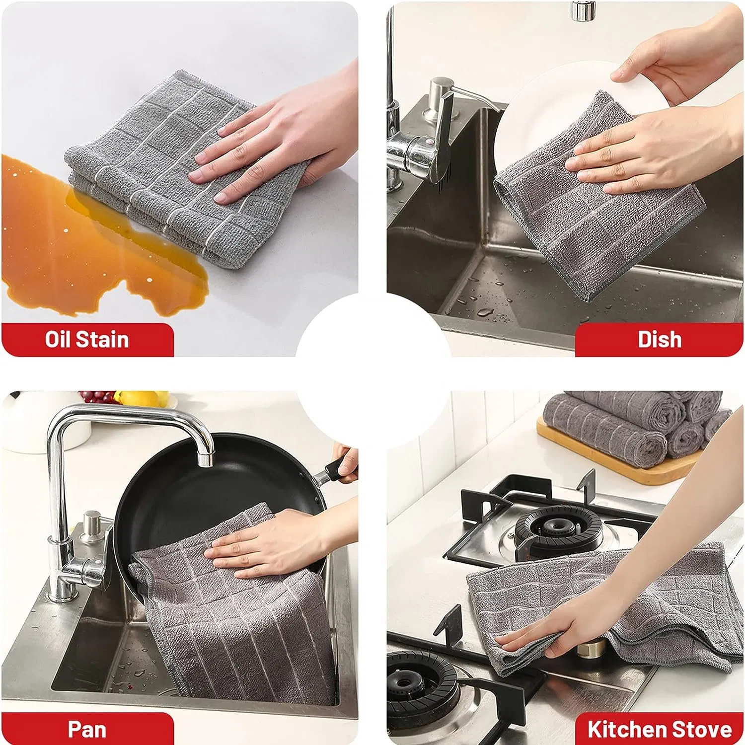 Microfiber Kitchen Towels and Dish Cloths Lint Free Dish Towels for Drying Dishes Soft and Absorbent