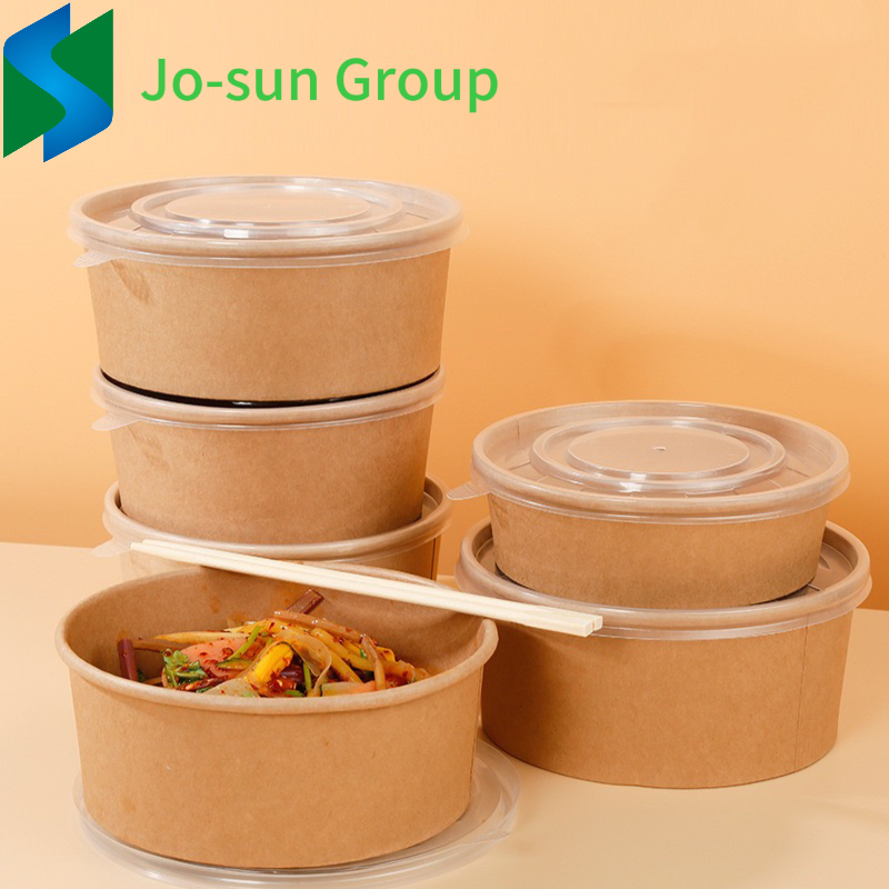 Jo-Sun Custom Logo Disposable Kraft Paper Bowl for Fast Food Salad Bowl