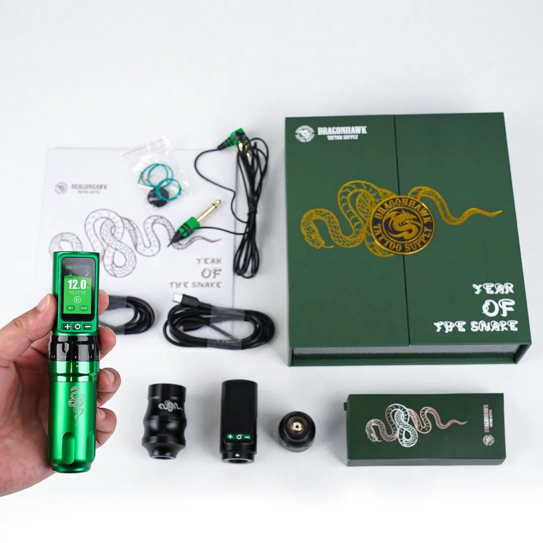 Dragonhawk Fold PRO Tattoo Machine Pen wireless Battery Power Snake Year