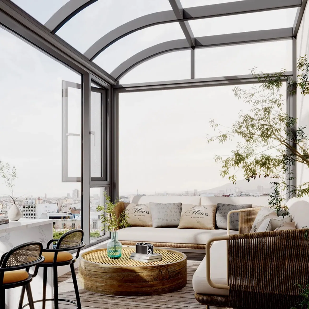 Conservatory Sunroom Luxurious Aluminum Sunroom Enclosures with Skylight for Natural Illumination