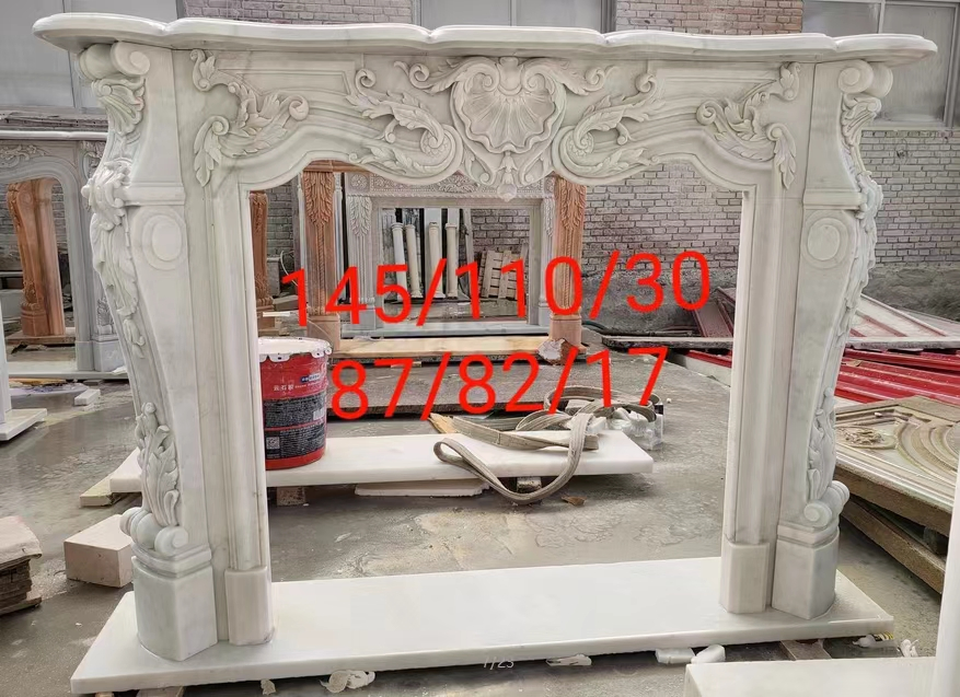 Interior Decoration White Marble Carved Stone/Slate/Marble/Granite/Limestone Figure Sculpture Marble Fireplace/Stove