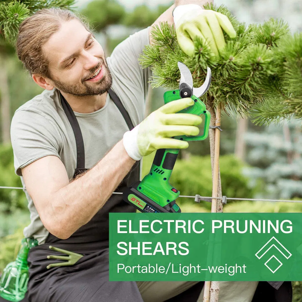 Professional Garden Pruner 18V Cordless Electric Pruning Shear with 2.6ah Lithium Battery Extension Pole