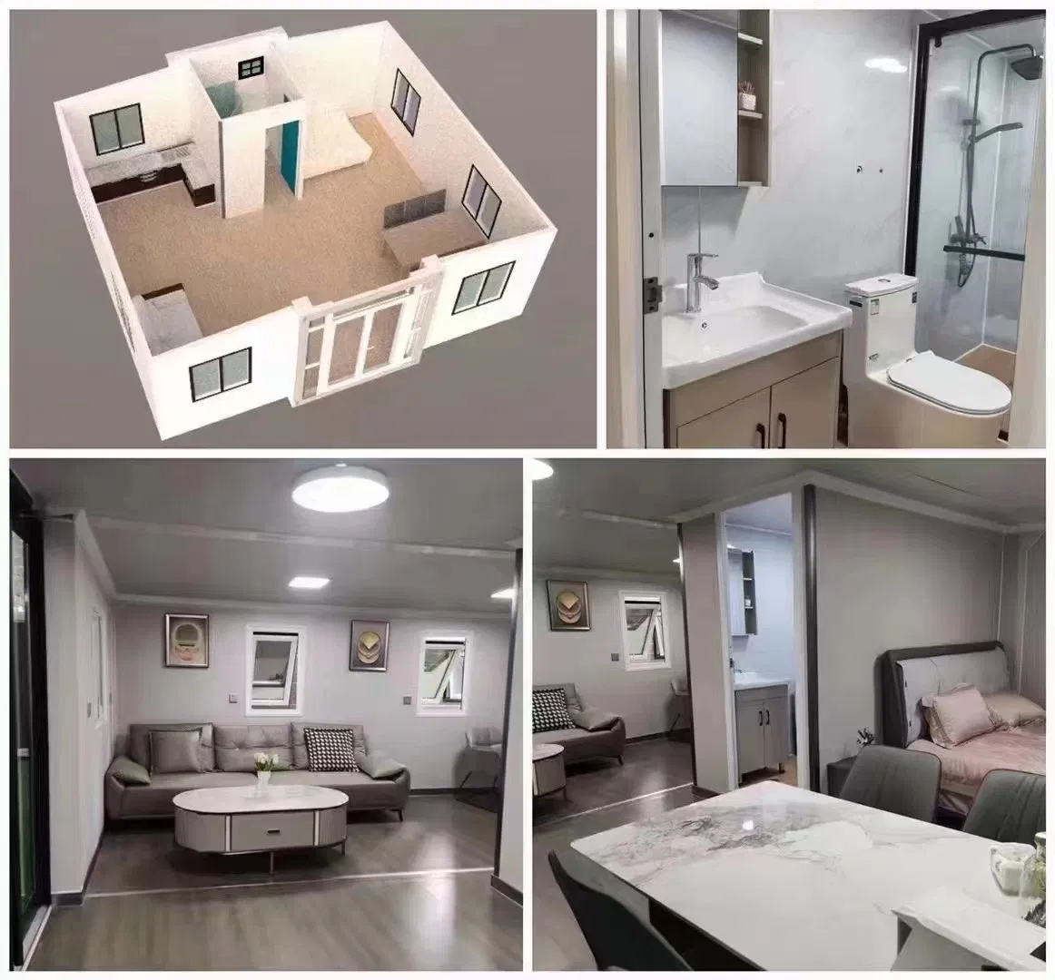 20FT Prefab Homes Prices, Luxury Shipping Tiny Container Homes for Sale, Mobile House with 2 3 Bedrooms Prebuilt Container Homes
