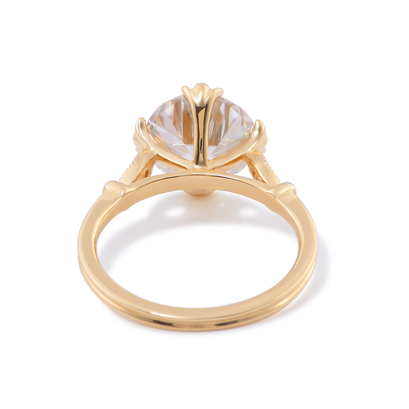 Custom 4 Carat 10mm D Color Round Brilliant Cut Moissanite Ring Smart Napkin Ring Andring Box 14K Yellow Gold Ring Jewelry