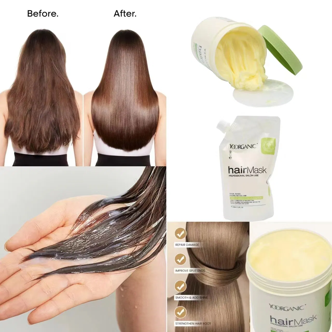 Hair Supple, Healthy and Bright Private Label Hair Mask Plant Essence Vitamin E Hair Conditioner Hair Mask