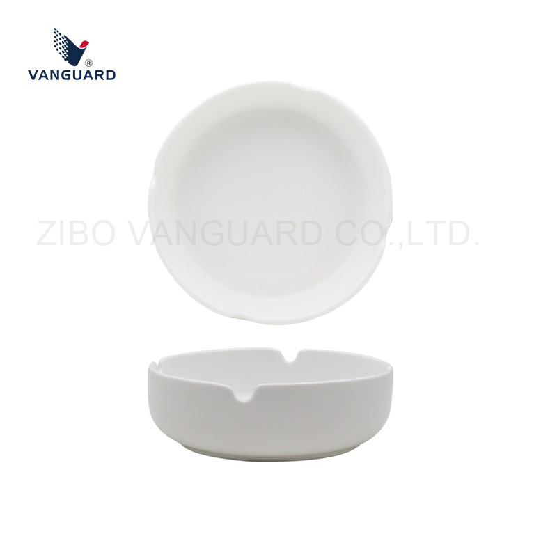 Vanguard Simple Smoking Ashtrary Wholesale Round White Custom Ceramic Ashtray