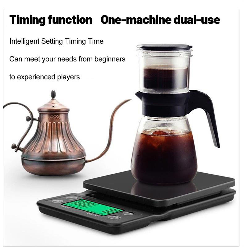 Coffee Scale with Timer, LCD Backlight Display, High Accuracy Kitchen Food Scale with Tare Function, 6.6lb/3kg Max Load, 0.1g Precision Sensor