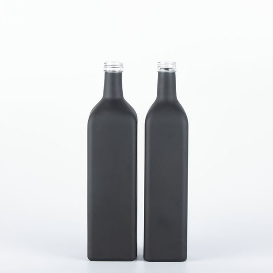 Fast Delivery 250ml 500ml 750ml 100ml Matte Black Glass Olive Oil Bottles with Metal Lid