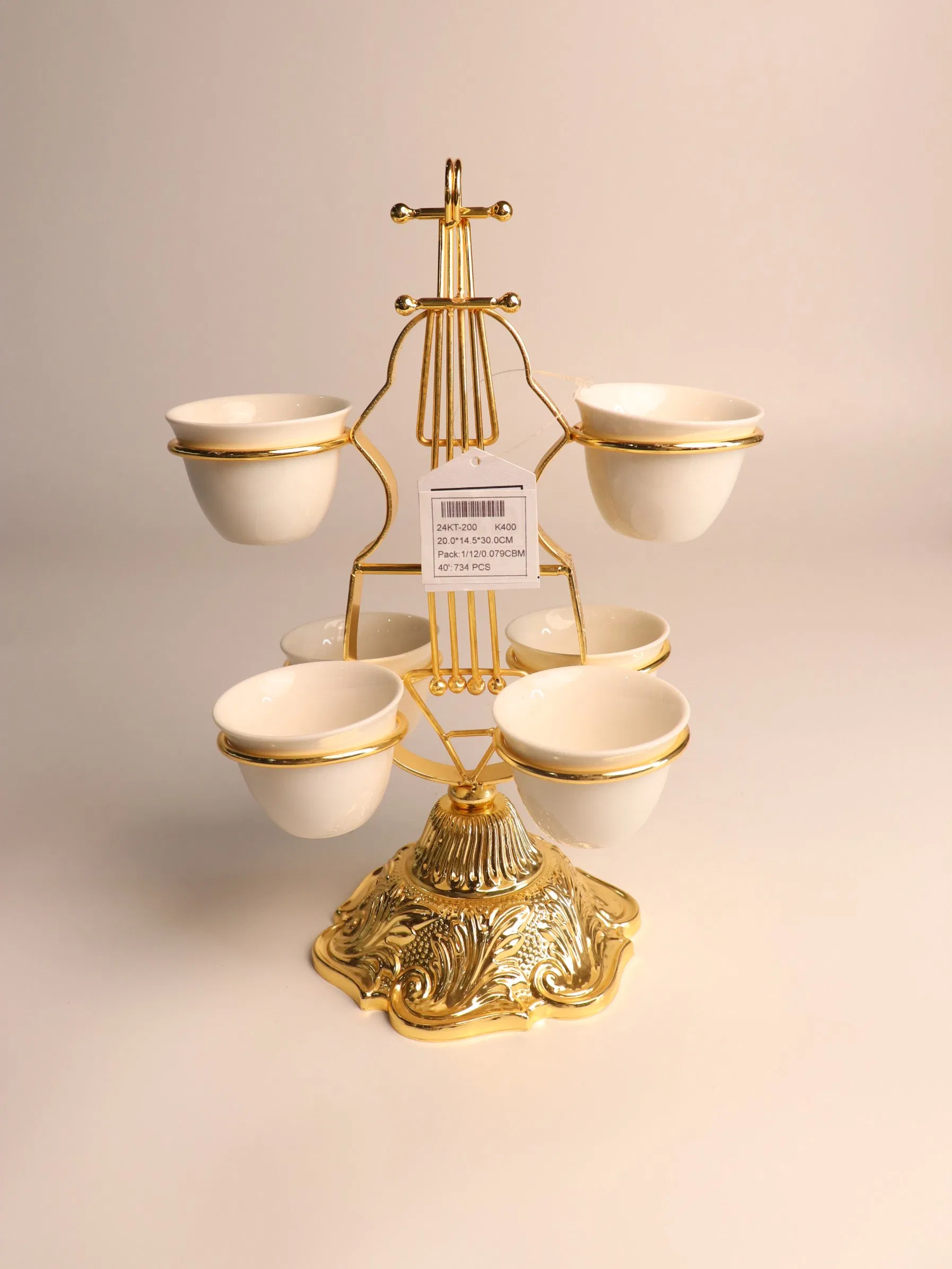 New High-End Gold-Plated Iron Strip with 6 Ceramic Cups