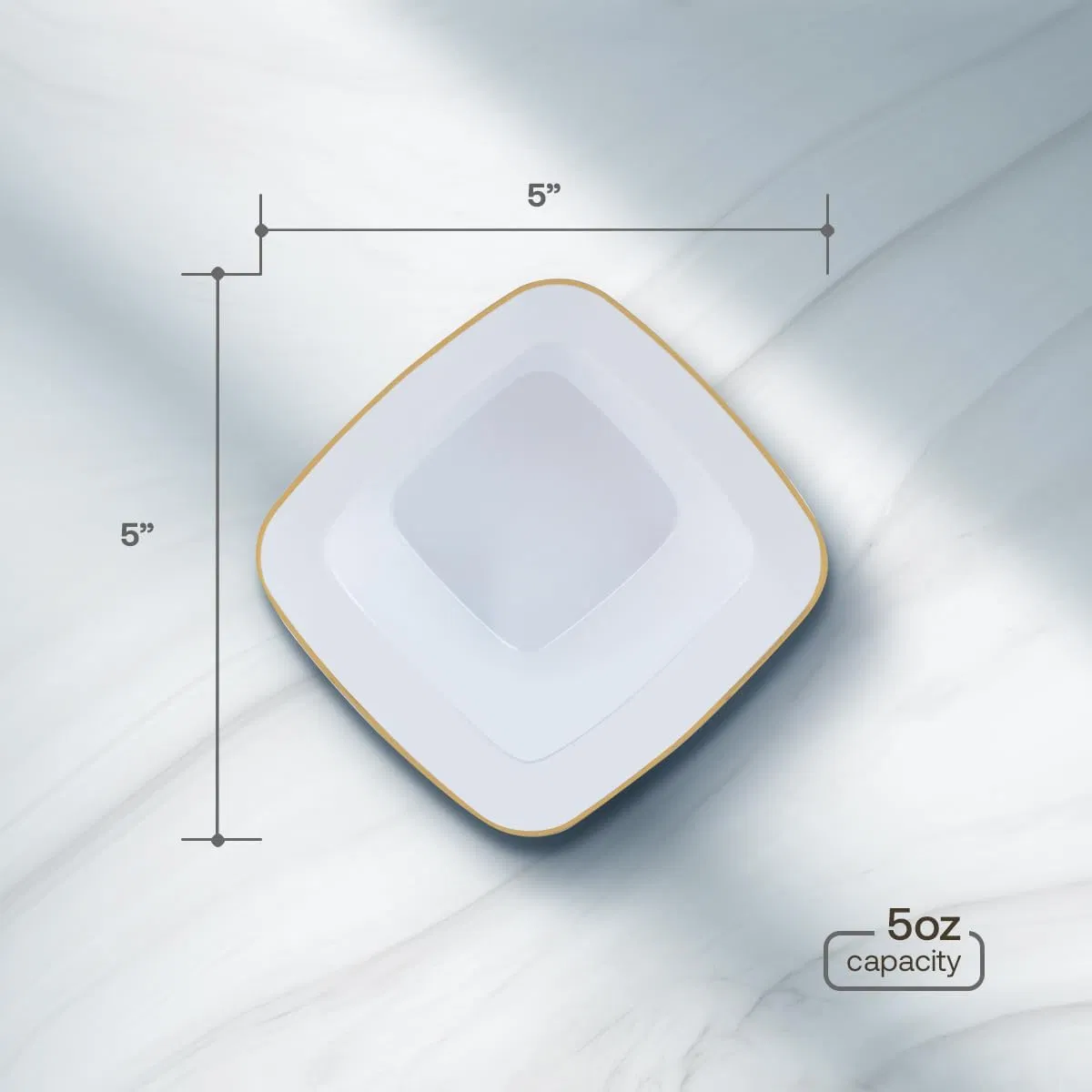 Elegant White Plastic Bowls with Gold Trim for Parties